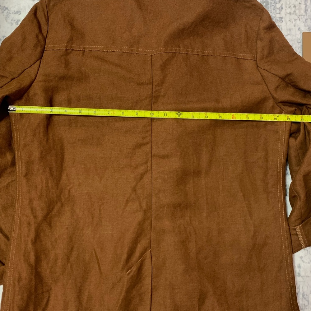 VTG 90s Benetton Linen Blend Utility Jacket - Brown, Size 38 IT (Small) - Picture 8 of 8